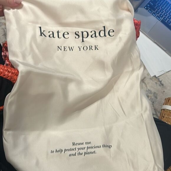 NWOT Kate Spade High Tide Striped Crochet Raffia Medium Tote - Picture 9 of 9